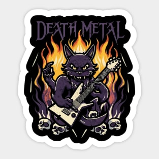 Death Metal Satanic Baphomet Cat playing guitar Sticker